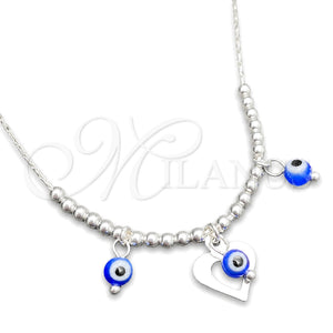 Gargantilla Elegante 04.402.0003.18 Plata Rodinada, Diseño de Snake y Bola, con Cristal Topacio Azul, Pulido, Tono Plateado (Grosor 06 MM, 18 Pulgadas de Largo)