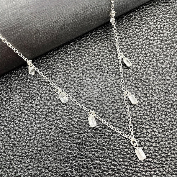 Gargantilla Elegante 04.402.0004.18 Plata Rodinada, Diseño de Rolo y Bola, con Zirconia Cubica Blanca, Pulido, Tono Plateado (Grosor 06 MM, 18 Pulgadas de Largo)
