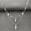 Gargantilla Elegante 04.402.0005.18 Plata Rodinada, Diseño de Rolo y Cruz, con Zirconia Cubica Blanca, Pulido, Tono Plateado (Grosor 06 MM, 18 Pulgadas de Largo)