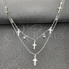 Gargantilla Elegante 04.402.0005.18 Plata Rodinada, Diseño de Rolo y Cruz, con Zirconia Cubica Blanca, Pulido, Tono Plateado (Grosor 06 MM, 18 Pulgadas de Largo)