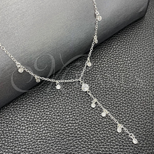 Gargantilla Elegante 04.402.0006.18 Plata Rodinada, Diseño de Rolo y Bola, con Zirconia Cubica Blanca, Pulido, Tono Plateado (Grosor 06 MM, 18 Pulgadas de Largo)