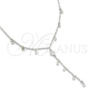 Gargantilla Elegante 04.402.0006.18 Plata Rodinada, Diseño de Rolo y Bola, con Zirconia Cubica Blanca, Pulido, Tono Plateado (Grosor 06 MM, 18 Pulgadas de Largo)