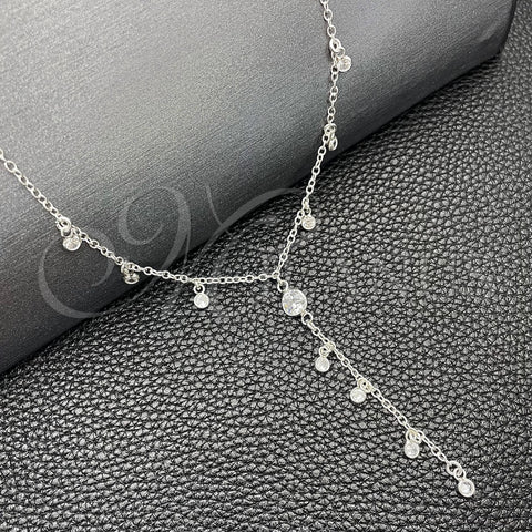 Gargantilla Elegante 04.402.0006.18 Plata Rodinada, Diseño de Rolo y Bola, con Zirconia Cubica Blanca, Pulido, Tono Plateado (Grosor 06 MM, 18 Pulgadas de Largo)