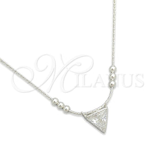 Gargantilla Elegante 04.402.0008.18 Plata Rodinada, Diseño de Snake y Bola, con Zirconia Cubica Blanca, Pulido, Tono Plateado (Grosor 08 MM, 18 Pulgadas de Largo)