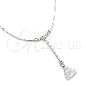 Gargantilla Elegante 04.402.0009.18 Plata Rodinada, Diseño de Snake y Bola, con Zirconia Cubica Blanca, Pulido, Tono Plateado (Grosor 08 MM, 18 Pulgadas de Largo)