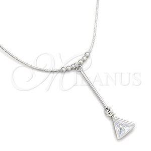 Gargantilla Elegante 04.402.0009.18 Plata Rodinada, Diseño de Snake y Bola, con Zirconia Cubica Blanca, Pulido, Tono Plateado (Grosor 08 MM, 18 Pulgadas de Largo)