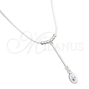 Gargantilla Elegante 04.402.0010.18 Plata Rodinada, Diseño de Snake y Bola, con Zirconia Cubica Blanca, Pulido, Tono Plateado (Grosor 08 MM, 18 Pulgadas de Largo)