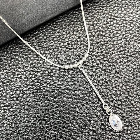 Gargantilla Elegante 04.402.0010.18 Plata Rodinada, Diseño de Snake y Bola, con Zirconia Cubica Blanca, Pulido, Tono Plateado (Grosor 08 MM, 18 Pulgadas de Largo)
