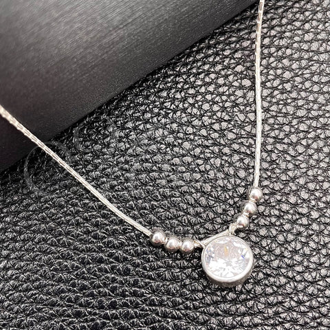 Gargantilla Elegante 04.402.0011.18 Plata Rodinada, Diseño de Snake y Bola, con Zirconia Cubica Blanca, Pulido, Tono Plateado (Grosor 08 MM, 18 Pulgadas de Largo)