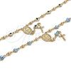Rosario Mediano 09.213.0015.1.18 Oro Laminado, Diseño de Virgen Maria y Crucifijo, Esmaltado Blanco, Tono Dorado