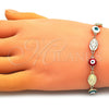Pulsera Elegante 03.213.0159.1.08 Oro Laminado, Diseño de Virgen Maria y Ojo Griego, Esmaltado Multicolor, Tono Dorado (08 MM Thickness, 8 Inches Length)