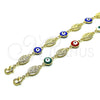 Pulsera Elegante 03.213.0159.1.08 Oro Laminado, Diseño de Virgen Maria y Ojo Griego, Esmaltado Multicolor, Tono Dorado (08 MM Thickness, 8 Inches Length)
