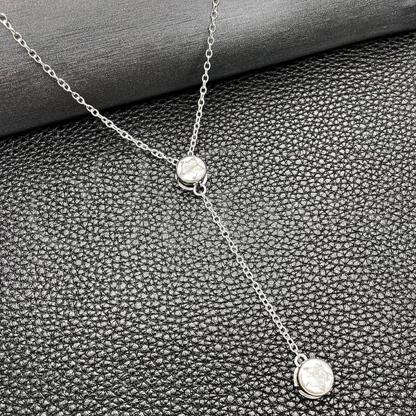 Gargantilla Elegante 04.401.0018.18 Plata Rodinada, Diseño de Estrella y Rolo, con Zirconia Cubica Blanca, Pulido, Tono Plateado (Grosor 08 MM, 18 Pulgadas de Largo)