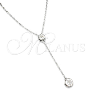 Gargantilla Elegante 04.401.0018.18 Plata Rodinada, Diseño de Estrella y Rolo, con Zirconia Cubica Blanca, Pulido, Tono Plateado (Grosor 08 MM, 18 Pulgadas de Largo)