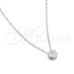 Gargantilla Elegante 04.401.0019.18 Plata Rodinada, Diseño de Flor y Rolo, con Zirconia Cubica Blanca, Pulido, Tono Plateado (Grosor 06 MM, 18 Pulgadas de Largo)
