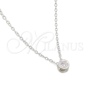 Gargantilla Elegante 04.401.0019.18 Plata Rodinada, Diseño de Flor y Rolo, con Zirconia Cubica Blanca, Pulido, Tono Plateado (Grosor 06 MM, 18 Pulgadas de Largo)
