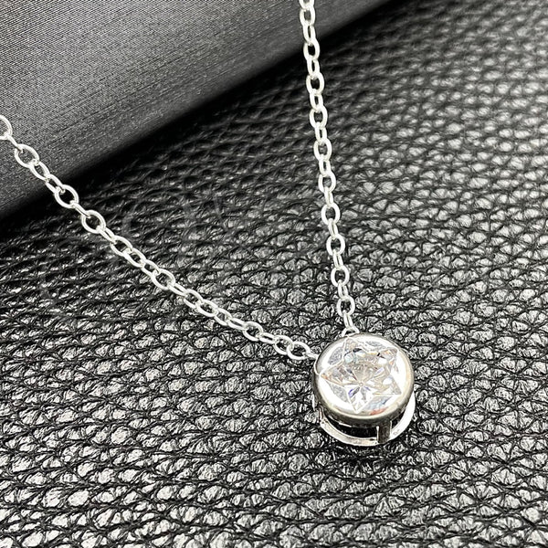 Gargantilla Elegante 04.401.0021.18 Plata Rodinada, Diseño de Estrella y Rolo, con Zirconia Cubica Blanca, Pulido, Tono Plateado (Grosor 08 MM, 18 Pulgadas de Largo)