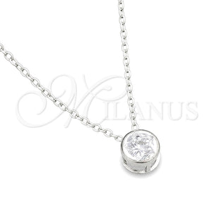 Gargantilla Elegante 04.401.0021.18 Plata Rodinada, Diseño de Estrella y Rolo, con Zirconia Cubica Blanca, Pulido, Tono Plateado (Grosor 08 MM, 18 Pulgadas de Largo)