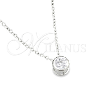 Gargantilla Elegante 04.401.0021.18 Plata Rodinada, Diseño de Estrella y Rolo, con Zirconia Cubica Blanca, Pulido, Tono Plateado (Grosor 08 MM, 18 Pulgadas de Largo)