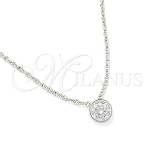 Gargantilla Elegante 04.401.0022.18 Plata Rodinada, Diseño de Rolo, con Zirconia Cubica Blanca, Pulido, Tono Plateado (Grosor 08 MM, 18 Pulgadas de Largo)