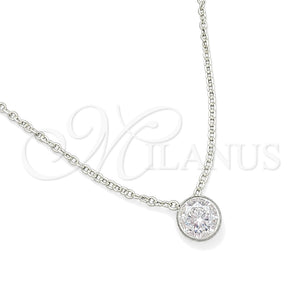 Gargantilla Elegante 04.401.0022.18 Plata Rodinada, Diseño de Rolo, con Zirconia Cubica Blanca, Pulido, Tono Plateado (Grosor 08 MM, 18 Pulgadas de Largo)