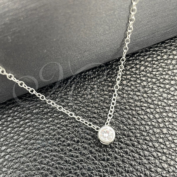 Gargantilla Elegante 04.401.0023.18 Plata Rodinada, Diseño de Rolo, con Zirconia Cubica Blanca, Pulido, Tono Plateado (Grosor 05 MM, 18 Pulgadas de Largo)