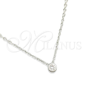Gargantilla Elegante 04.401.0023.18 Plata Rodinada, Diseño de Rolo, con Zirconia Cubica Blanca, Pulido, Tono Plateado (Grosor 05 MM, 18 Pulgadas de Largo)