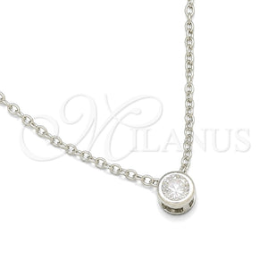 Gargantilla Elegante 04.401.0024.18 Plata Rodinada, Diseño de Rolo, con Zirconia Cubica Blanca, Pulido, Tono Plateado (Grosor 06 MM, 18 Pulgadas de Largo)