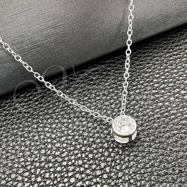 Gargantilla Elegante 04.401.0025.18 Plata Rodinada, Diseño de Rolo, con Zirconia Cubica Blanca, Pulido, Tono Plateado (Grosor 07 MM, 18 Pulgadas de Largo)