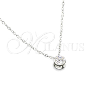 Gargantilla Elegante 04.401.0025.18 Plata Rodinada, Diseño de Rolo, con Zirconia Cubica Blanca, Pulido, Tono Plateado (Grosor 07 MM, 18 Pulgadas de Largo)