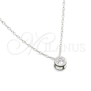 Gargantilla Elegante 04.401.0025.18 Plata Rodinada, Diseño de Rolo, con Zirconia Cubica Blanca, Pulido, Tono Plateado (Grosor 07 MM, 18 Pulgadas de Largo)