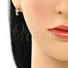 Arete Dormilona 02.210.0769 Oro Laminado, Diseño de Caballo de Mar, con Rosado Zirconia Cubica, Pulido, Tono Dorado