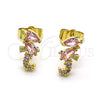 Arete Dormilona 02.210.0769 Oro Laminado, Diseño de Caballo de Mar, con Rosado Zirconia Cubica, Pulido, Tono Dorado