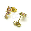 Arete Dormilona 02.210.0769 Oro Laminado, Diseño de Caballo de Mar, con Rosado Zirconia Cubica, Pulido, Tono Dorado