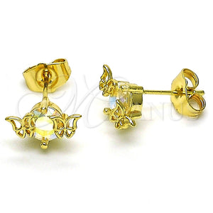 Arete Dormilona 02.210.0774 Oro Laminado, Diseño de Mariposa, con Aurore Boreale Zirconia Cubica, Pulido, Tono Dorado