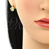 Arete Dormilona 02.210.0775 Oro Laminado, Diseño de Luna y Estrella, con Aurore Boreale and Blanca Zirconia Cubica, Pulido, Tono Dorado