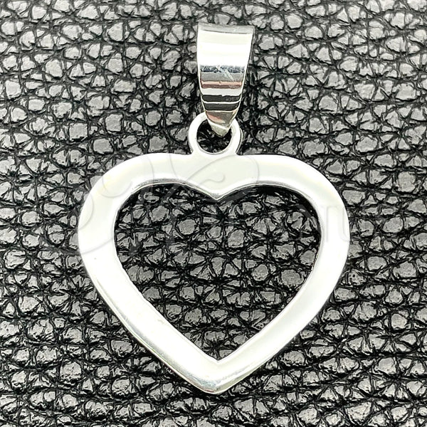 Dije Religioso 05.392.0015 Plata Rodinada, Diseño de Corazón, Pulido, Tono Plateado