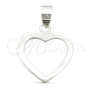 Dije Religioso 05.392.0015 Plata Rodinada, Diseño de Corazón, Pulido, Tono Plateado