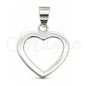 Dije Religioso 05.392.0015 Plata Rodinada, Diseño de Corazón, Pulido, Tono Plateado