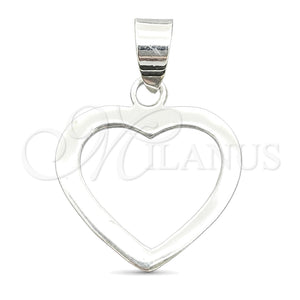 Dije Religioso 05.392.0015 Plata Rodinada, Diseño de Corazón, Pulido, Tono Plateado