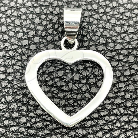 Dije Religioso 05.392.0015 Plata Rodinada, Diseño de Corazón, Pulido, Tono Plateado