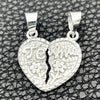 Dije Religioso 05.392.0016 Plata Rodinada, Diseño de Corazón, Pulido, Tono Plateado