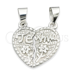 Dije Religioso 05.392.0016 Plata Rodinada, Diseño de Corazón, Pulido, Tono Plateado