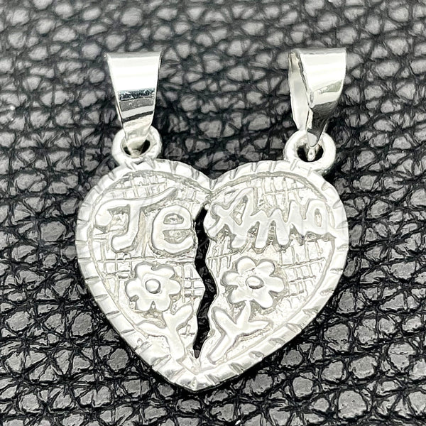 Dije Religioso 05.392.0016 Plata Rodinada, Diseño de Corazón, Pulido, Tono Plateado