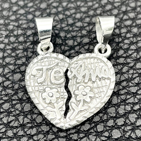 Dije Religioso 05.392.0016 Plata Rodinada, Diseño de Corazón, Pulido, Tono Plateado