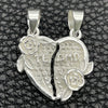 Dije Religioso 05.392.0017 Plata Rodinada, Diseño de Corazón, Pulido, Tono Plateado