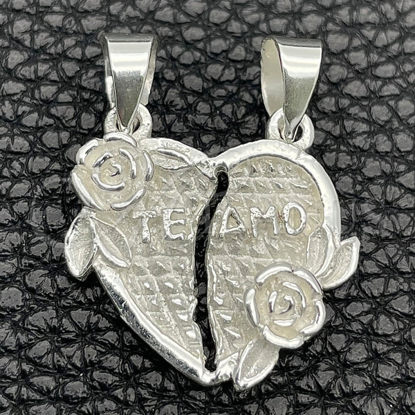 Dije Religioso 05.392.0017 Plata Rodinada, Diseño de Corazón, Pulido, Tono Plateado
