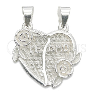 Dije Religioso 05.392.0017 Plata Rodinada, Diseño de Corazón, Pulido, Tono Plateado