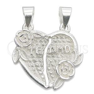 Dije Religioso 05.392.0017 Plata Rodinada, Diseño de Corazón, Pulido, Tono Plateado