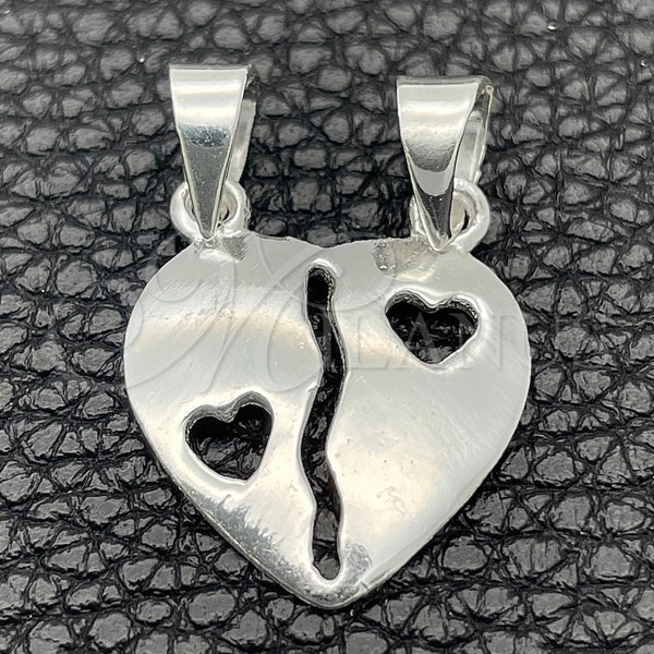Dije Religioso 05.392.0018 Plata Rodinada, Diseño de Corazón, Pulido, Tono Plateado